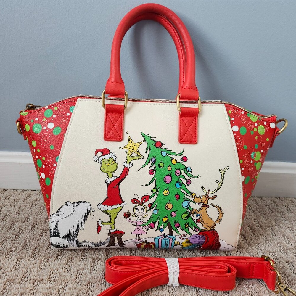 Loungefly How The Grinch Stole Christmas Holiday Wreath Satchel Shoulder Bag EUC